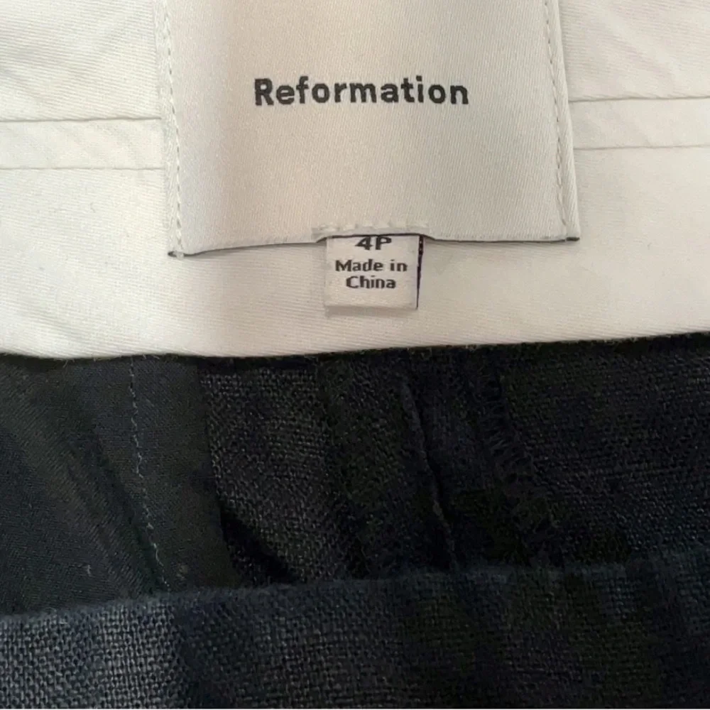 Reformation Carter Mid Rise Wide Leg Linen Trouser Pant Black size 4 Petite